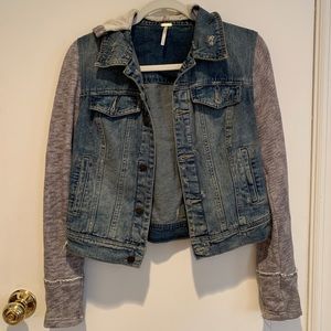 Free People denim and knit hoodie jacket, XS